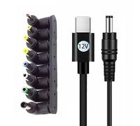 Zkydhbd Câble d'alimentation type C vers DC5521 5,5 x 2,1 mm 1 m 8 embouts interchangeables PD5V-20 V en option pour divers appareils électroniques connecteurs adaptateur