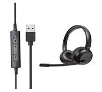 Zkydhbd Casque filaire USB professionnel pour centres d'appels examens avec coussinets antibruit et contrôle à 4 touches
