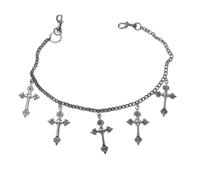 Zkydhbd Chaîne de pantalon avec pendentif en forme de grande croix, porte-clés, portefeuille, jeans, hip-hop, ceinture pour homme et femme, bijoux