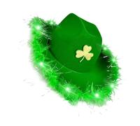 Zkydhbd Chapeau de trèfle vert à LED populaire pour la StPatricks - Accessoires de vacances irlandais - Chapeau de fête sur le thème du festival - Couvre-chef pour tous les âges