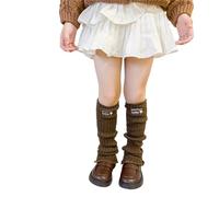 Zkydhbd Chaussettes colorées tendance pour enfants, jambières confortables, couvre-jambes tricotées à la mode pour diverses occasions, chaussettes noires, café, taille unique