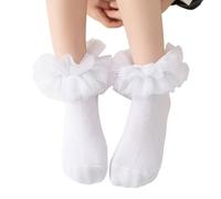 Zkydhbd Chaussettes courtes tendance en coton respirant pour filles à partir de 1 à 10 ans, blanc, 4-6 ans