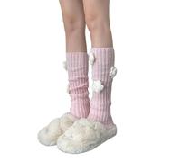 Zkydhbd Chaussettes japonaises en laine douce à motif floral pour femmes et filles - Jambières tricotées, b, taille unique