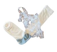 Zkydhbd Chaussettes longues en coton avec sangle en dentelle pour femme, beige, taille unique