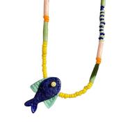 Zkydhbd Coastal Styles Collier avec breloque en forme de poisson - Bijoux en verre vif - Chaîne clavicule pour tenues décontractées ou formelles - Bijoux en cristal transparent, taille unique, Comme