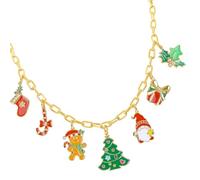 Zkydhbd Collier à breloques de la série de Noël avec pendentifs de différentes formes pour femmes et filles, as show, Cuivre