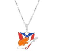 Zkydhbd Collier avec pendentif en forme de carte de Puerto - Bijou national pour les amateurs de culture, as show, Acier inoxydable