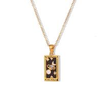 Zkydhbd Collier avec pendentif en forme de carte de tarot rétro pour femme en acier inoxydable robuste avec motif zodiaque, as show, Acier inoxydable