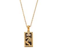Zkydhbd Collier avec pendentif en forme de carte de tarot rétro pour femme en acier inoxydable robuste avec motif zodiaque, as show, Acier inoxydable