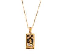 Zkydhbd Collier avec pendentif en forme de carte de tarot rétro pour femme en acier inoxydable robuste avec motif zodiaque, as show, Acier inoxydable