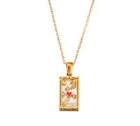 Zkydhbd Collier avec pendentif en forme de carte de tarot rétro pour femme en acier inoxydable robuste avec motif zodiaque, as show, Acier inoxydable