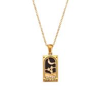 Zkydhbd Collier avec pendentif en forme de carte de tarot rétro pour femme en acier inoxydable robuste avec motif zodiaque, as show, Acier inoxydable
