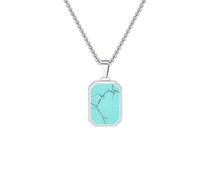 Zkydhbd Collier avec pendentif géométrique moderne en acier inoxydable pour homme avec pierres naturelles rectangulaires, accessoire pour chaîne à pendentif quotidien en acier inoxydable, taille