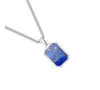 Zkydhbd Collier avec pendentif géométrique moderne en acier inoxydable pour homme avec pierres naturelles rectangulaires, accessoire pour chaîne à pendentif quotidien en acier inoxydable, taille