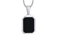 Zkydhbd Collier avec pendentif géométrique moderne en acier inoxydable pour homme avec pierres naturelles rectangulaires, accessoire pour chaîne à pendentif quotidien en acier inoxydable, taille