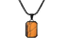 Zkydhbd Collier avec pendentif géométrique moderne en acier inoxydable pour homme avec pierres naturelles rectangulaires, accessoire pour chaîne à pendentif quotidien en acier inoxydable, taille