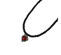 Zkydhbd Collier de perles en cristal noir avec cœur et papillon style gothique pour femme à la recherche d'une mode unique, as show, Alliage + acier titane