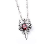 Zkydhbd Collier double dragon avec pendentif en cristal - Amulette de dragon - Collier en alliage pour homme - Cadeau de Noël - Bijoux de vélo punk - Pendentif en cristal, 1.1x1.73 inches, Métal