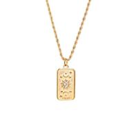 Zkydhbd Collier en acier inoxydable avec pendentif carte de tarot en relief et cristal en forme de tournesol, chaîne de clavicule peronslized, as show, Acier inoxydable