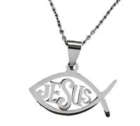 Zkydhbd Collier en acier inoxydable avec pendentif en forme de poisson Ichthys - Collier réglable pour femme - 50 cm, as show, Acier inoxydable