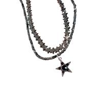 Zkydhbd Collier mystique en alliage avec plusieurs chaînes courtes en forme de lune et d'étoiles, taille unique, Comme décrit, Comme décrit.