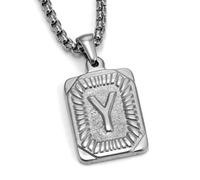 Zkydhbd Collier punk en acier inoxydable avec pendentif en forme de carte carrée pour les amateurs de lettres, as show, Acier titane