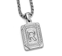 Zkydhbd Collier punk en acier inoxydable avec pendentif en forme de carte carrée pour les amateurs de lettres, as show, Acier titane