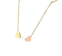 Zkydhbd Collier ras du cou à 3 cœurs en acier inoxydable pour femmes et filles, bijoux simples pour anniversaire ou fête des mères, as show, Acier titane