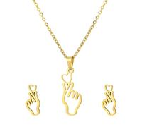 Zkydhbd Collier tendance en forme de cœur en acier inoxydable avec pendentif et boucles d'oreilles à tige pour femme individualiste, taille unique, Comme décrit, Comme décrit.