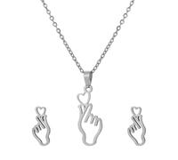 Zkydhbd Collier tendance en forme de cœur en acier inoxydable avec pendentif et boucles d'oreilles à tige pour femme individualiste, taille unique, Comme décrit, Comme décrit.