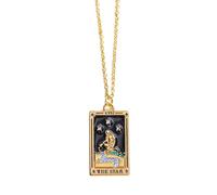 Zkydhbd Collier vintage avec pendentif en forme de carte de tarot rectangulaire en laiton pour une touche de mystère et de sagesse, as show, Cuivre