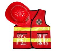Zkydhbd Costume de pompier pour enfant, casque de pompier, gilet extincteur, vêtements lavables pour jeux de rôle, vêtements d'Halloween