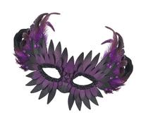 Zkydhbd Demi-masque élégant avec plumes de hibou réglables en polyuréthane pratique pour événement à thème et cosplay sur le thème de la chouette mystérieuse