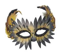 Zkydhbd Demi-masque élégant avec plumes de hibou réglables en polyuréthane pratique pour événement à thème et cosplay sur le thème de la chouette mystérieuse