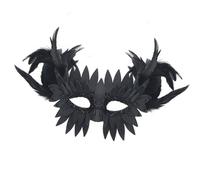 Zkydhbd Demi-masque élégant avec plumes de hibou réglables en polyuréthane pratique pour événement à thème et cosplay sur le thème de la chouette mystérieuse