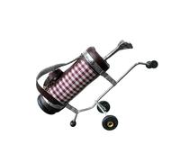 Zkydhbd Dollhouses Chariot de golf Accessoires de scène d'extérieur en métal de qualité supérieure Artisanat clair Design à carreaux créatifs Poupée créative Accessoires d'activité de jardin