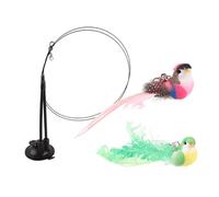 Zkydhbd Double tige colorée pour oiseaux et chats avec fil à ressort flexible et base ventouse antidérapante pour chaton monté sur fenêtre