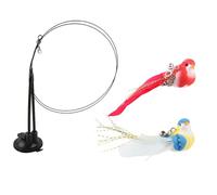 Zkydhbd Double tige colorée pour oiseaux et chats avec fil à ressort flexible et base ventouse antidérapante pour chaton monté sur fenêtre