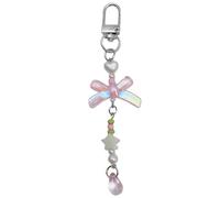 Zkydhbd Dragonne de téléphone perlée avec chaîne papillon faite à la main avec nœud porte-clés sac à dos, appareil photo et clés, a, taille unique