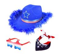 Zkydhbd Drapeau de l'Amérique - Accessoire de costume - Lunettes de soleil - Casquette cachemire - Bandana pour le 4 juillet - Fête de l'indépendance - Accessoires de costumes