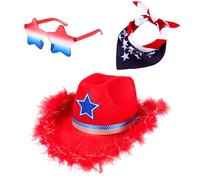 Zkydhbd Drapeau de l'Amérique - Accessoire de costume - Lunettes de soleil - Casquette cachemire - Bandana pour le 4 juillet - Fête de l'indépendance - Accessoires de costumes
