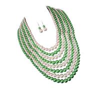 Zkydhbd Élégante parure de bijoux en fausses perles avec boucles d'oreilles assorties pour femme, tenue formelle ou décontractée, fête, soirée, boucles d'oreilles en fausses perles, taille unique