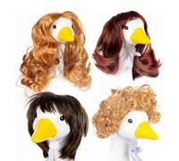 Zkydhbd Ensemble de cheveux drôles d'animaux pour rassemblements saisonniers - Statue d'oiseau créative pour porche - Perruques sur le thème des oies