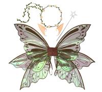 Zkydhbd Fairys Ensemble de costume avec ailes de papillon et guirlande florale avec oreilles d'elfes, accessoires de déguisement pour femmes et filles, accessoires de cosplay d'Halloween
