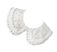 Zkydhbd Faux col élégant détachable pour chemise à la mode strass ornés d'organza faux avec bordure en dentelle élégante pour chemise, Percez une paire au, taille unique