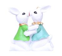 Zkydhbd Figurine de couple de lapins baisers de Pâques en résine - Sculpture de printemps pour centres de table - Statues de lapins en résine