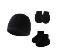 Zkydhbd Gentle Touch Ensemble d'accessoires de nouveau-né en coton respirant Moufles et chaussons essentiels pour nouveau-né garçon et fille Accessoires bébé en coton, Noir , taille unique