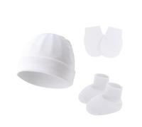 Zkydhbd Gentle Touch Ensemble d'accessoires de nouveau-né en coton respirant Moufles et chaussons essentiels pour nouveau-né garçon et fille Accessoires bébé en coton, blanc, taille unique