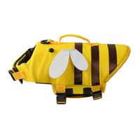 Zkydhbd Gilet de piscine pour chiens avec poignée de sauvetage pour petits chiens, gilet de flottaison à rayures jaunes, dispositif de flottaison pour animaux de compagnie