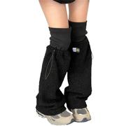 Zkydhbd Jambières en fausse laine d'agneau pour femme - Style gothique - Couleur unie - En peluche - Manches longues - Streetwear - Cosplay, Noir , taille unique